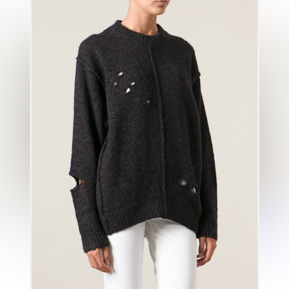 Isabel Marant Etoile Distressed Gray Sweater 38 Fits MEDIUM